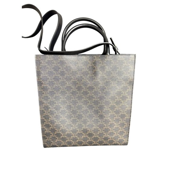 Celine Vertical Cabas Bag In Triomphe Canvas & Leather - Picture 2 of 16